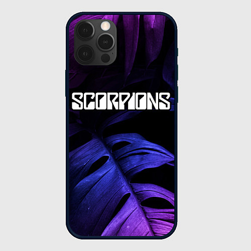 Чехол iPhone 12 Pro Scorpions neon monstera / 3D-Черный – фото 1