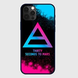 Чехол iPhone 12 Pro Thirty Seconds to Mars - neon gradient