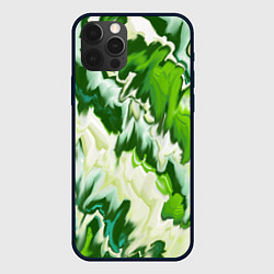 Чехол для iPhone 12 Pro Зеленые штрихи, цвет: 3D-черный