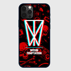 Чехол для iPhone 12 Pro Within Temptation rock glitch, цвет: 3D-черный