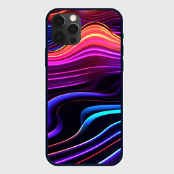 Чехол для iPhone 12 Pro Неоновые волны, цвет: 3D-черный