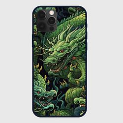 Чехол для iPhone 12 Pro Зеленые драконы: арт нейросети, цвет: 3D-черный