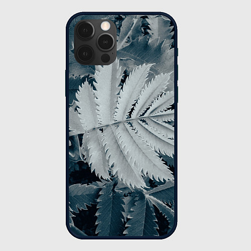 Чехол iPhone 12 Pro Белый лист / 3D-Черный – фото 1