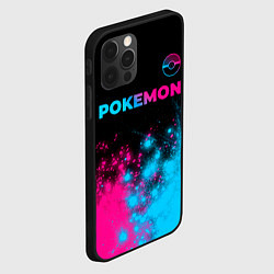 Чехол для iPhone 12 Pro Pokemon - neon gradient: символ сверху, цвет: 3D-черный — фото 2