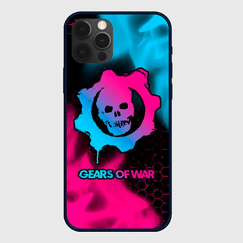 Чехол iPhone 12 Pro Gears of War - neon gradient / 3D-Черный – фото 1