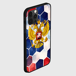 Чехол для iPhone 12 Pro Герб России объемные плиты, цвет: 3D-черный — фото 2