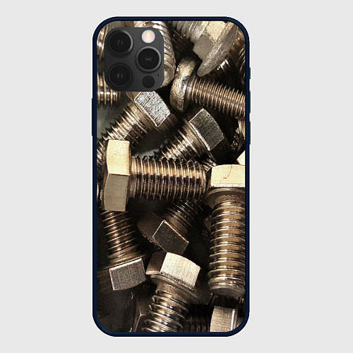 Чехол iPhone 12 Pro Болты / 3D-Черный – фото 1