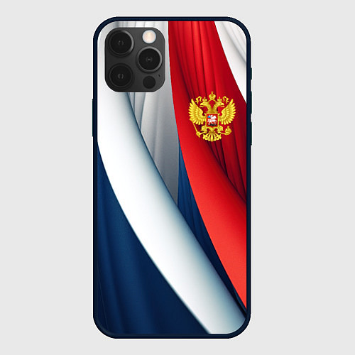 Чехол iPhone 12 Pro Герб России абстракция / 3D-Черный – фото 1