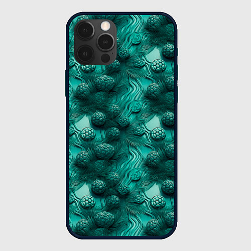 Чехол iPhone 12 Pro Абстрактные зеленые шишки / 3D-Черный – фото 1