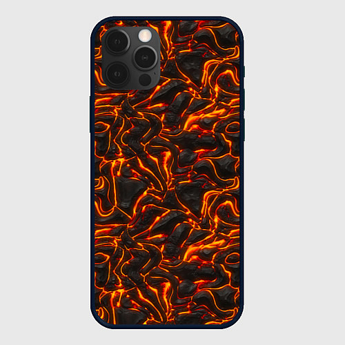 Чехол iPhone 12 Pro Огненная лава / 3D-Черный – фото 1