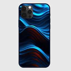 Чехол для iPhone 12 Pro Синие волны абстракт, цвет: 3D-черный