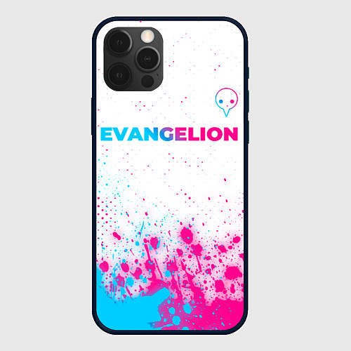 Чехол iPhone 12 Pro Evangelion neon gradient style: символ сверху / 3D-Черный – фото 1