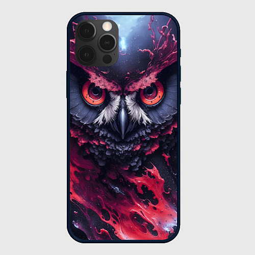 Чехол iPhone 12 Pro Сова взгляд краска / 3D-Черный – фото 1