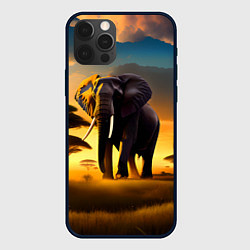 Чехол iPhone 12 Pro Слон и рассвет в саванне