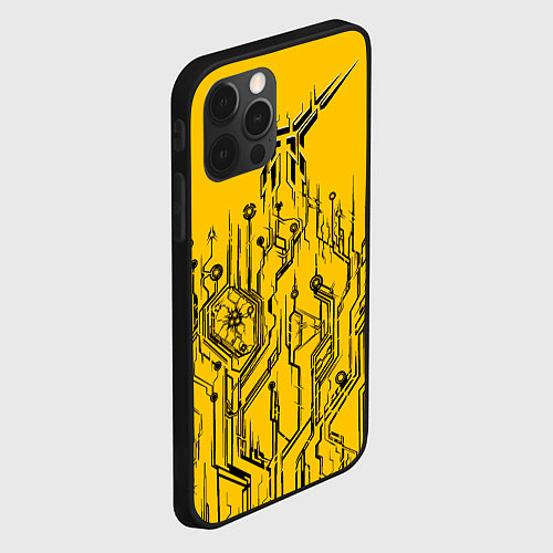 Чехол iPhone 12 Pro Киберпанк Yellow-Black / 3D-Черный – фото 2