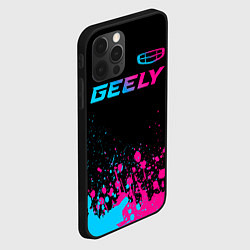 Чехол для iPhone 12 Pro Geely - neon gradient: символ сверху, цвет: 3D-черный — фото 2