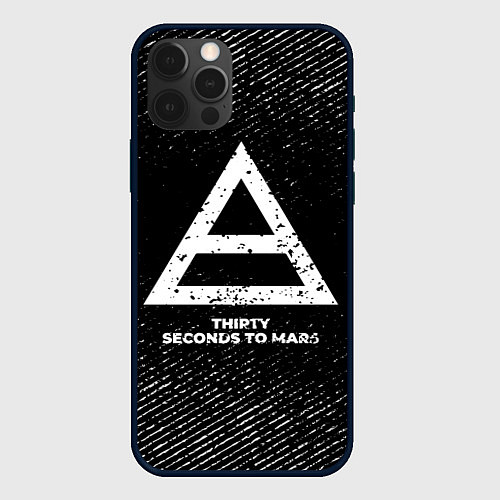 Чехол iPhone 12 Pro Thirty Seconds to Mars с потертостями на темном фо / 3D-Черный – фото 1