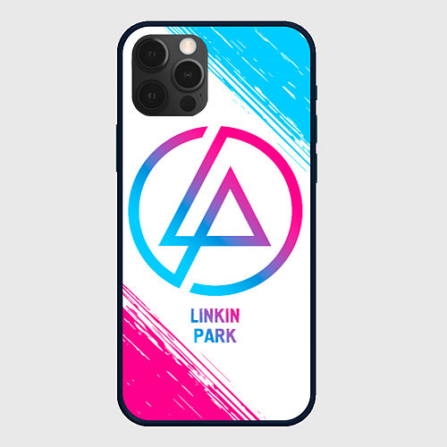 Чехол iPhone 12 Pro Linkin Park neon gradient style / 3D-Черный – фото 1