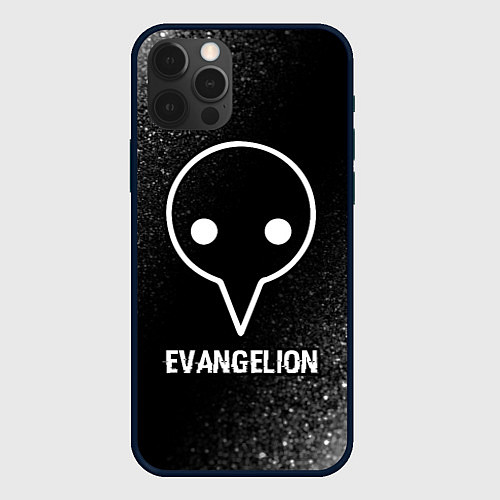 Чехол iPhone 12 Pro Evangelion glitch на темном фоне / 3D-Черный – фото 1