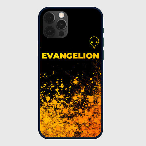 Чехол iPhone 12 Pro Evangelion - gold gradient: символ сверху / 3D-Черный – фото 1