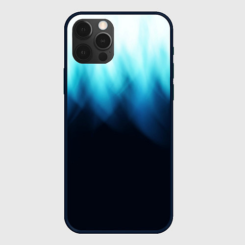 Чехол iPhone 12 Pro Синее пламя огня на черном / 3D-Черный – фото 1