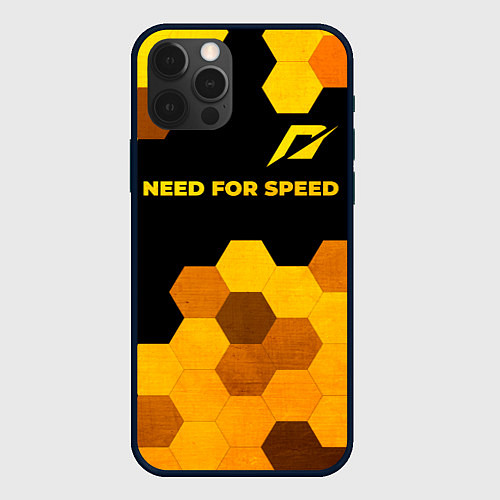 Чехол iPhone 12 Pro Need for Speed - gold gradient: символ сверху / 3D-Черный – фото 1