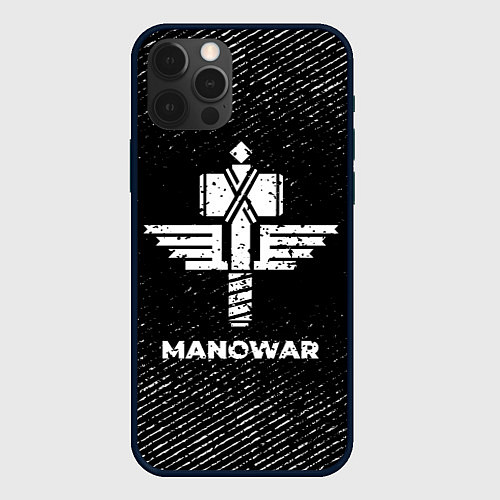 Чехол iPhone 12 Pro Manowar с потертостями на темном фоне / 3D-Черный – фото 1