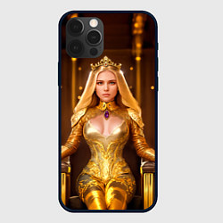 Чехол для iPhone 12 Pro Девушка королева на троне, цвет: 3D-черный