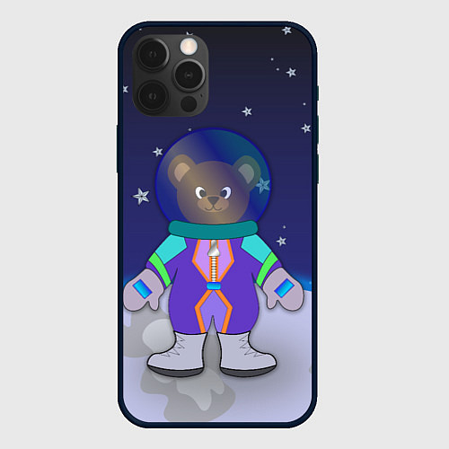 Чехол iPhone 12 Pro Мишка на Луне / 3D-Черный – фото 1