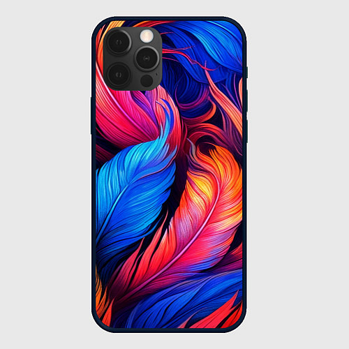 Чехол iPhone 12 Pro Экзотические перья / 3D-Черный – фото 1