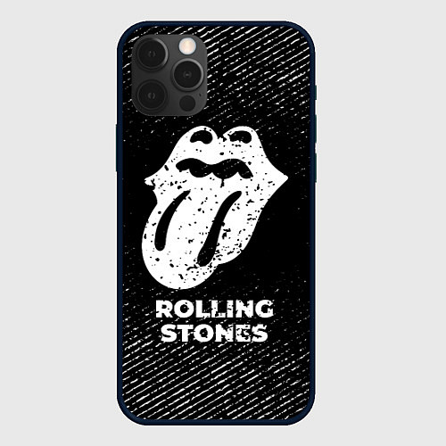 Чехол iPhone 12 Pro Rolling Stones с потертостями на темном фоне / 3D-Черный – фото 1