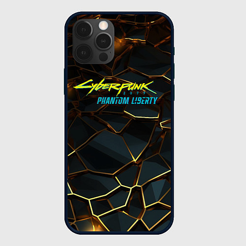 Чехол iPhone 12 Pro Cyberpunk 2077 phantom liberty gold abstract / 3D-Черный – фото 1