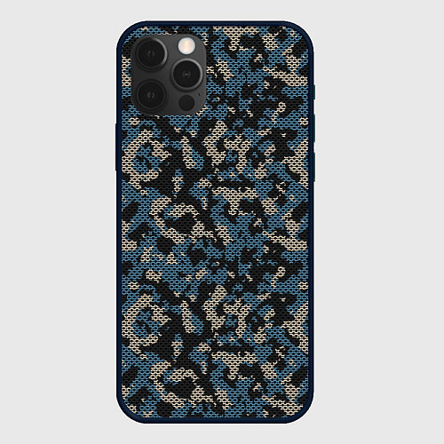 Чехол iPhone 12 Pro Камуфляж сеточный / 3D-Черный – фото 1