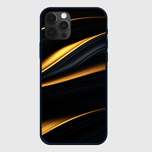 Чехол iPhone 12 Pro Black gold texture / 3D-Черный – фото 1