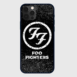 Чехол iPhone 12 Pro Foo Fighters с потертостями на темном фоне