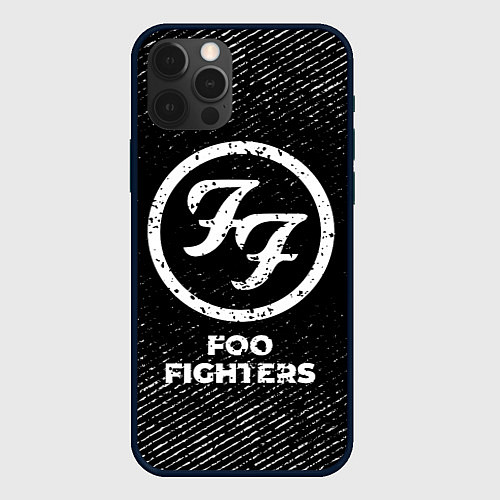 Чехол iPhone 12 Pro Foo Fighters с потертостями на темном фоне / 3D-Черный – фото 1