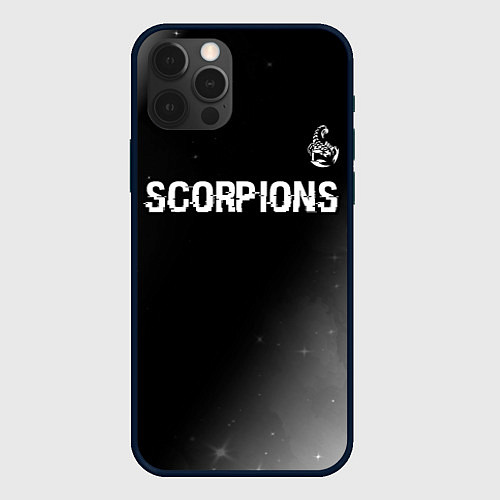 Чехол iPhone 12 Pro Scorpions glitch на темном фоне: символ сверху / 3D-Черный – фото 1