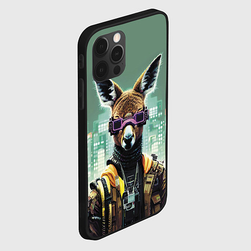 Чехол iPhone 12 Pro Cool kangaroo - cyberpunk / 3D-Черный – фото 2