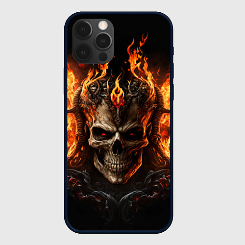 Чехол iPhone 12 Pro Лучший огненный череп / 3D-Черный – фото 1