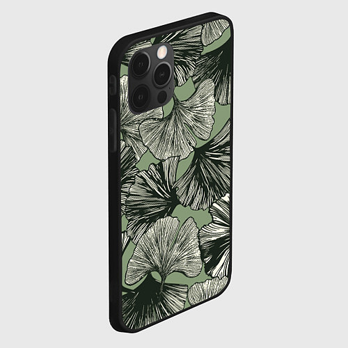 Чехол iPhone 12 Pro Big leaves / 3D-Черный – фото 2