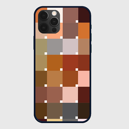 Чехол iPhone 12 Pro Brown squares / 3D-Черный – фото 1