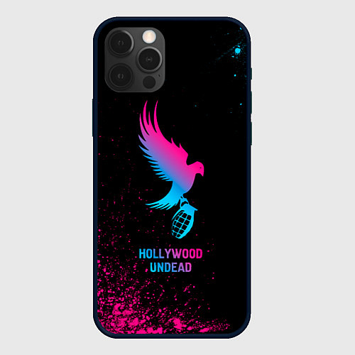 Чехол iPhone 12 Pro Hollywood Undead - neon gradient / 3D-Черный – фото 1