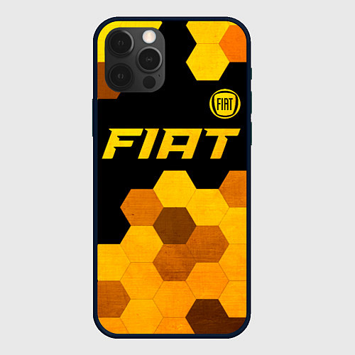 Чехол iPhone 12 Pro Fiat - gold gradient: символ сверху / 3D-Черный – фото 1