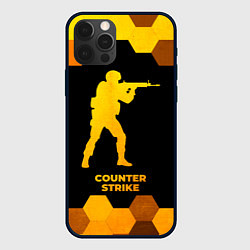 Чехол для iPhone 12 Pro Counter Strike - gold gradient, цвет: 3D-черный