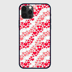 Чехол для iPhone 12 Pro Волны Любви - сердечки, цвет: 3D-черный