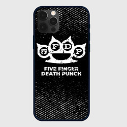 Чехол для iPhone 12 Pro Five Finger Death Punch с потертостями на темном ф, цвет: 3D-черный