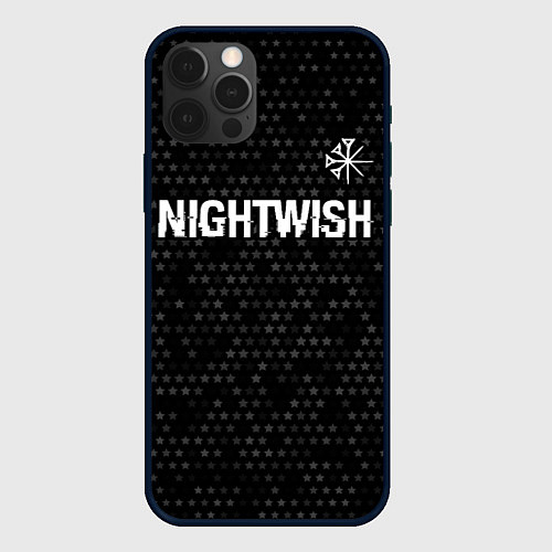 Чехол iPhone 12 Pro Nightwish glitch на темном фоне: символ сверху / 3D-Черный – фото 1