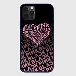 Чехол для iPhone 12 Pro Блэкпинк - сердце, цвет: 3D-черный