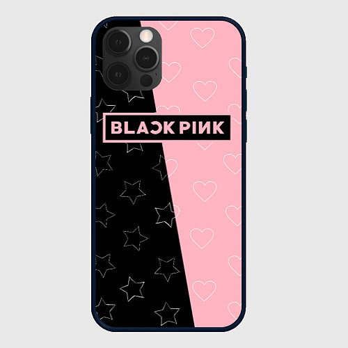 Чехол iPhone 12 Pro Blackpink - hearts and stars / 3D-Черный – фото 1