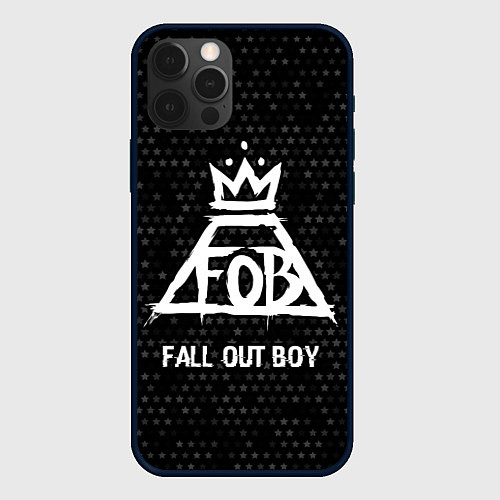 Чехол iPhone 12 Pro Fall Out Boy glitch на темном фоне / 3D-Черный – фото 1